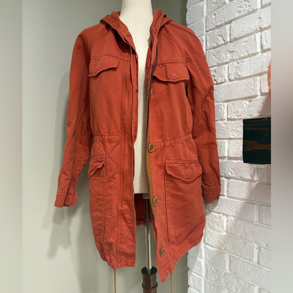 Women’s Loft Rust Orange Hooded Utility Jacket